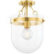 Dunbar 1 Light 10.5 inch Aged Brass Semi Flush Ceiling Light
