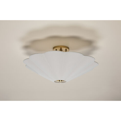 Alana 3 Light 10 inch Aged Brass Semi Flush Mount Ceiling Light