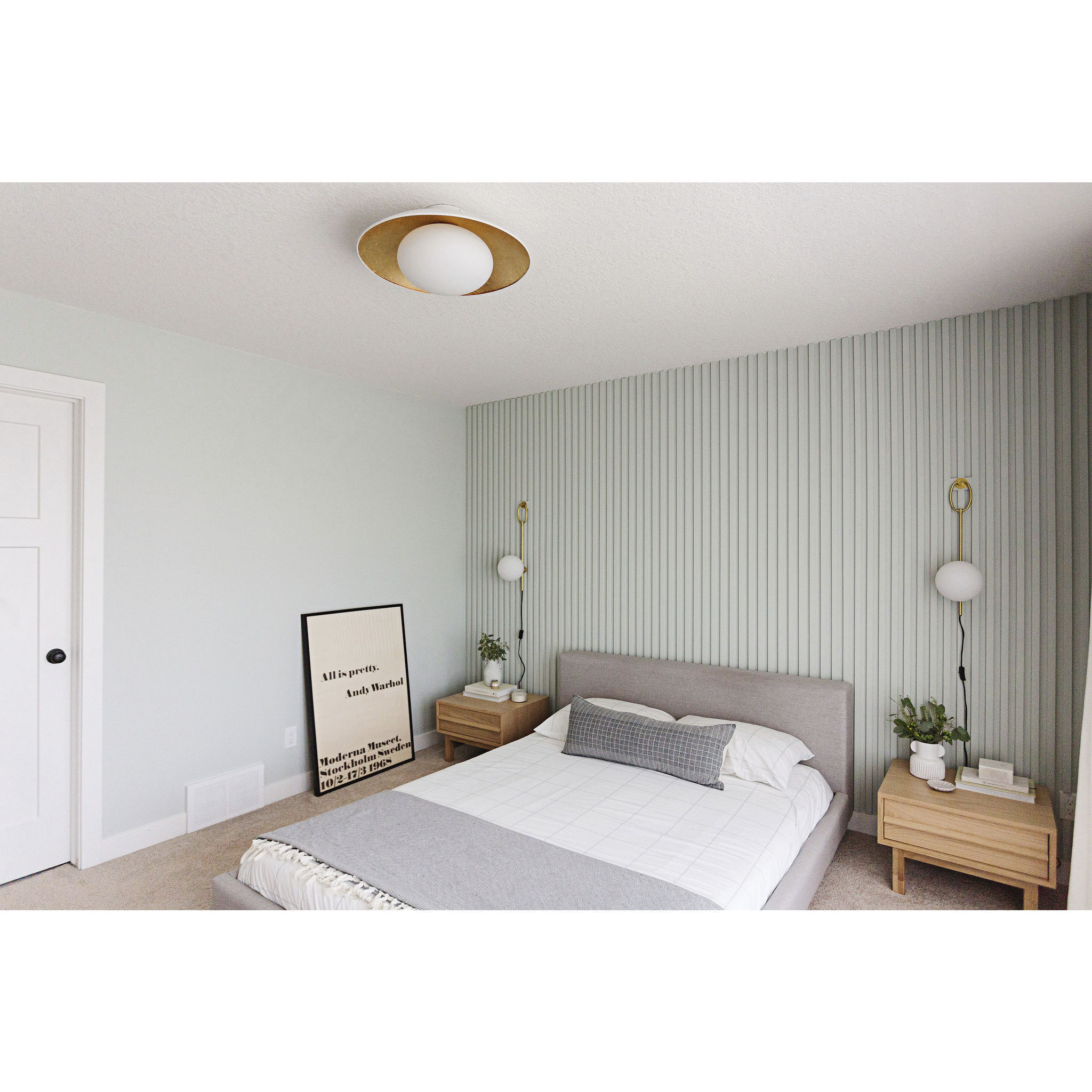 Cadence 1 Light 21 inch White Lustro / Gold Leaf Combo Semi Flush Ceiling Light