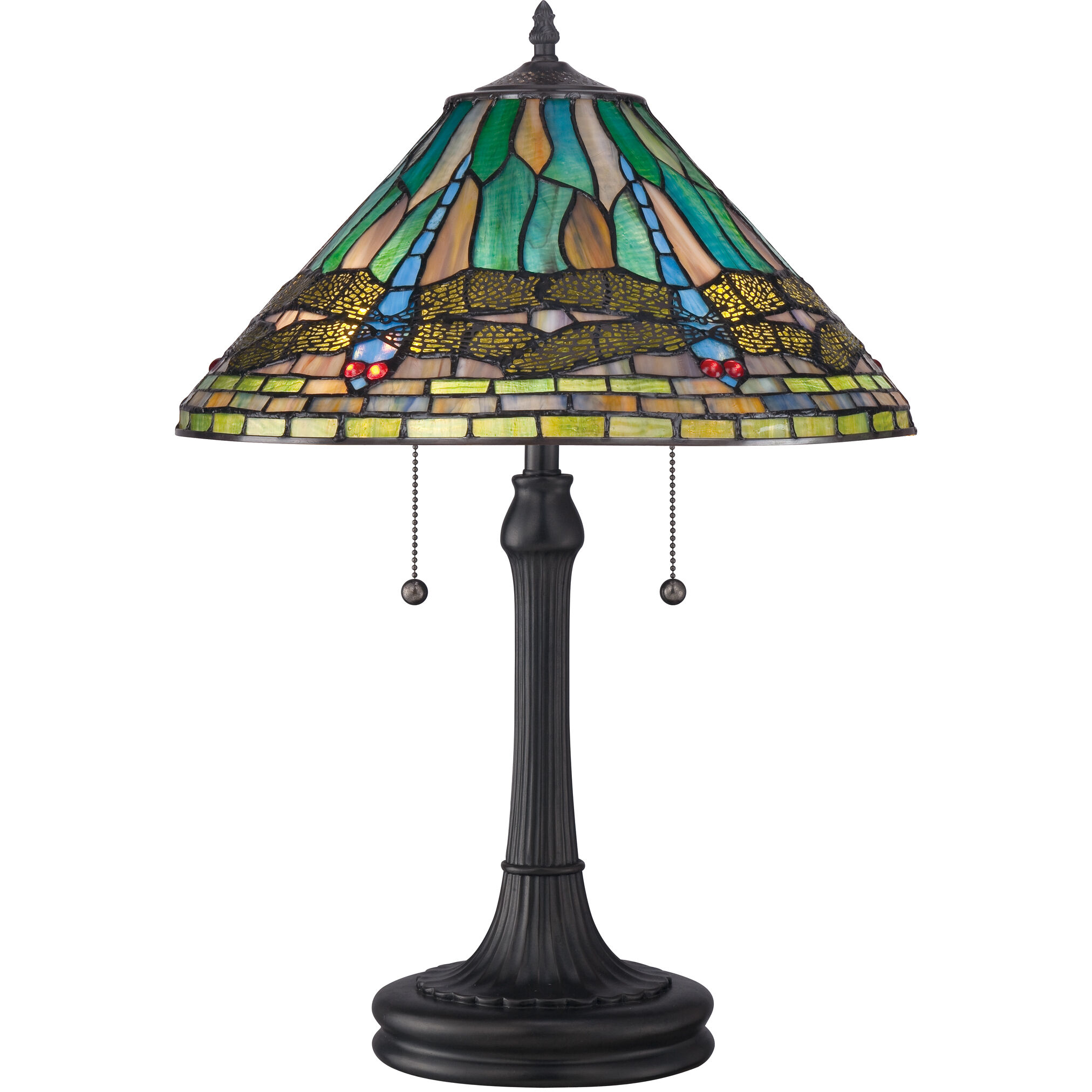 Tiffany 24 inch 75 watt Vintage Bronze Table Lamp Portable Light, Naturals