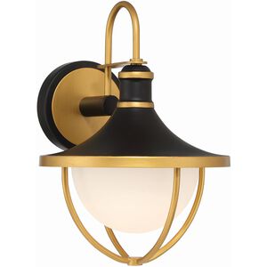 Atlas 1 Light 13.5 inch Matte Black/Textured Gold Outdoor Sconce