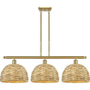 Woven Rattan 3 Light 38.00 inch Island Light