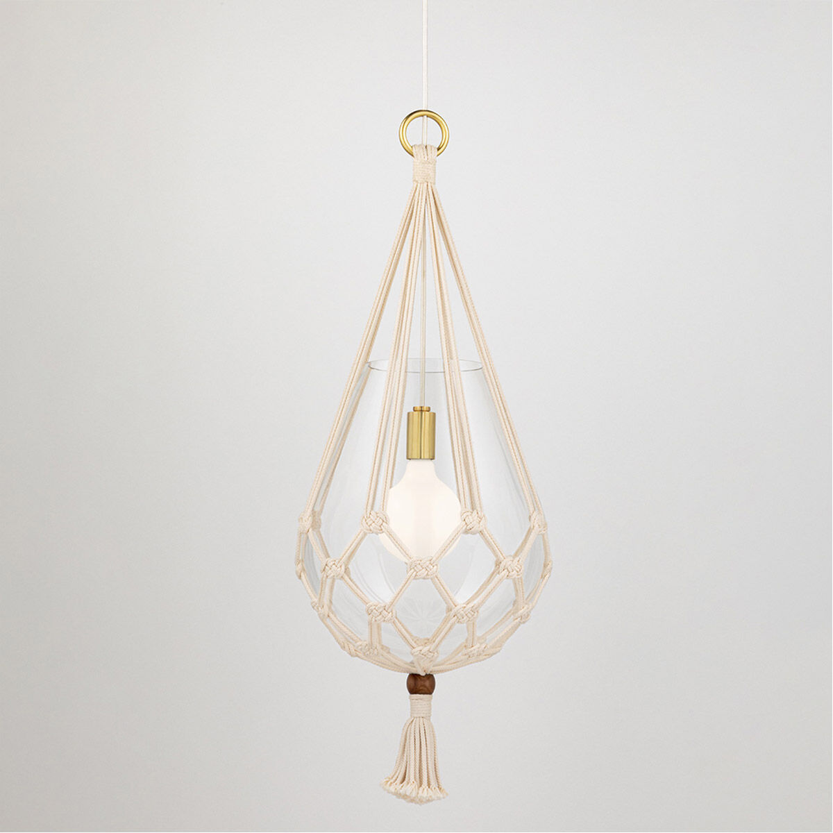 Tessa 1 Light 15 inch Aged Brass, Natural Pendant Ceiling Light