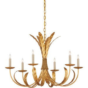 Bette 6 Light 33 inch Grecian Gold Leaf Chandelier Ceiling Light, Bunny Williams Collection