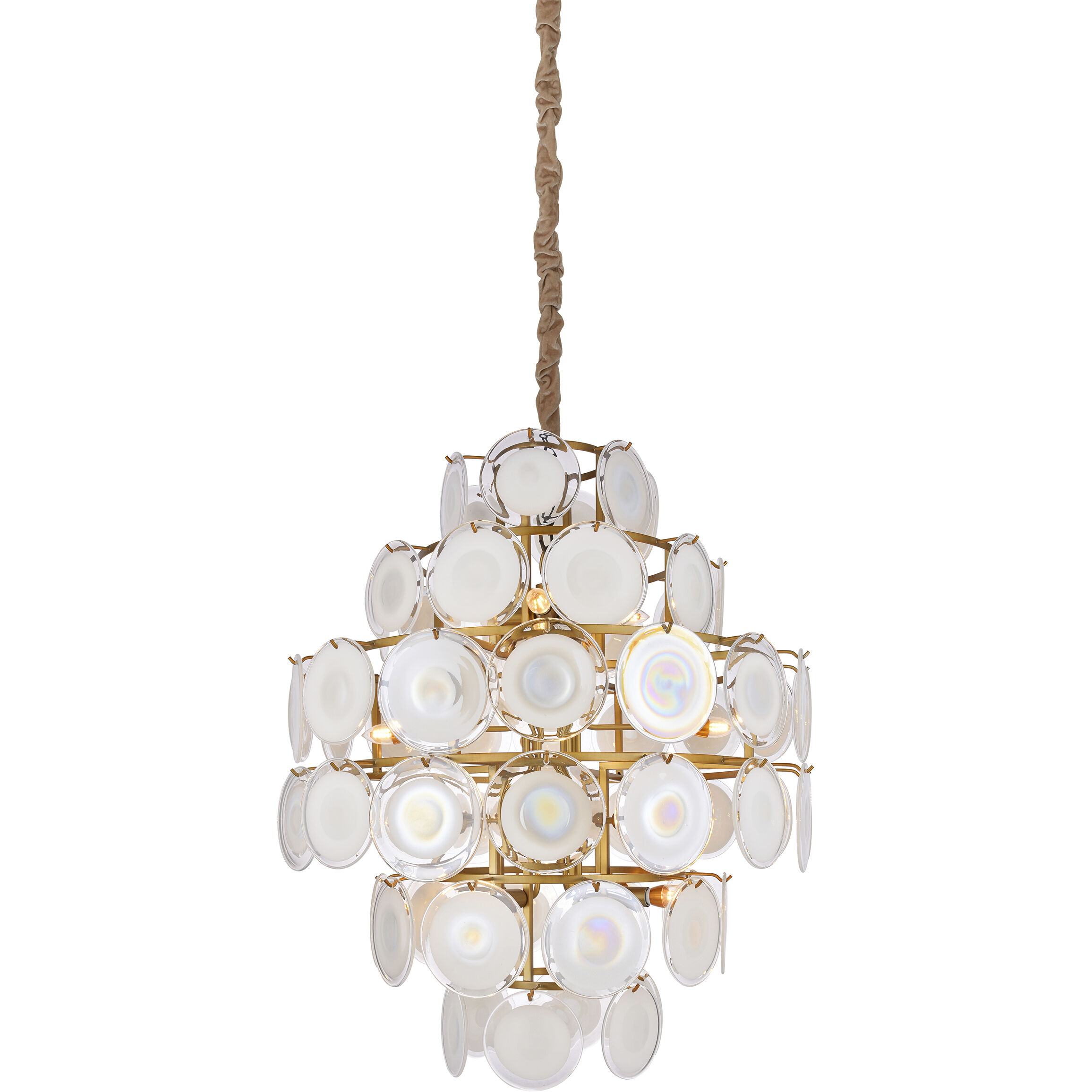 Isla 16 Light 35 inch Gold and Frosted White with Clear Chandelier Ceiling Light