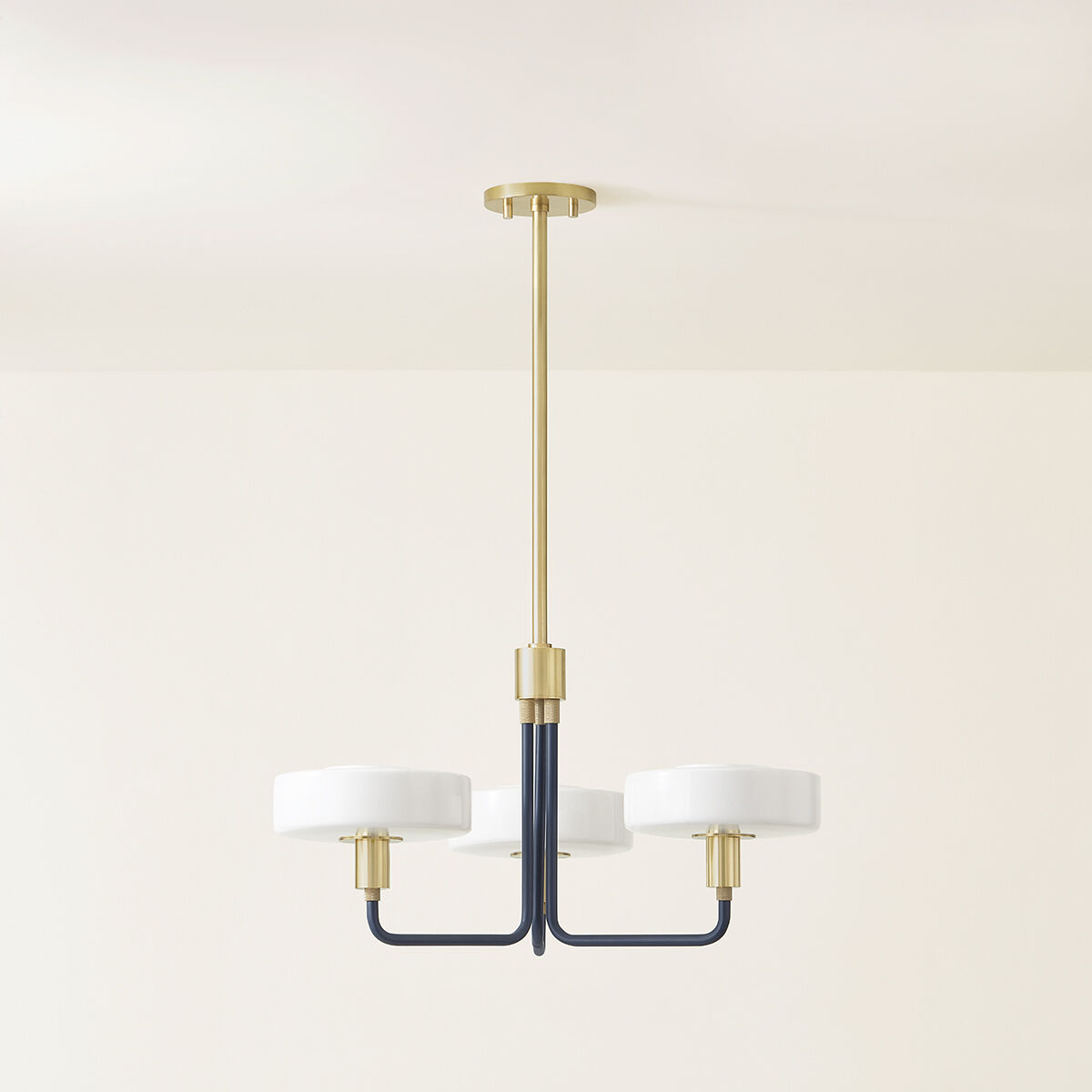 Aston 3 Light 24.25 inch Aged Brass/Slate Blue Chandelier Ceiling Light