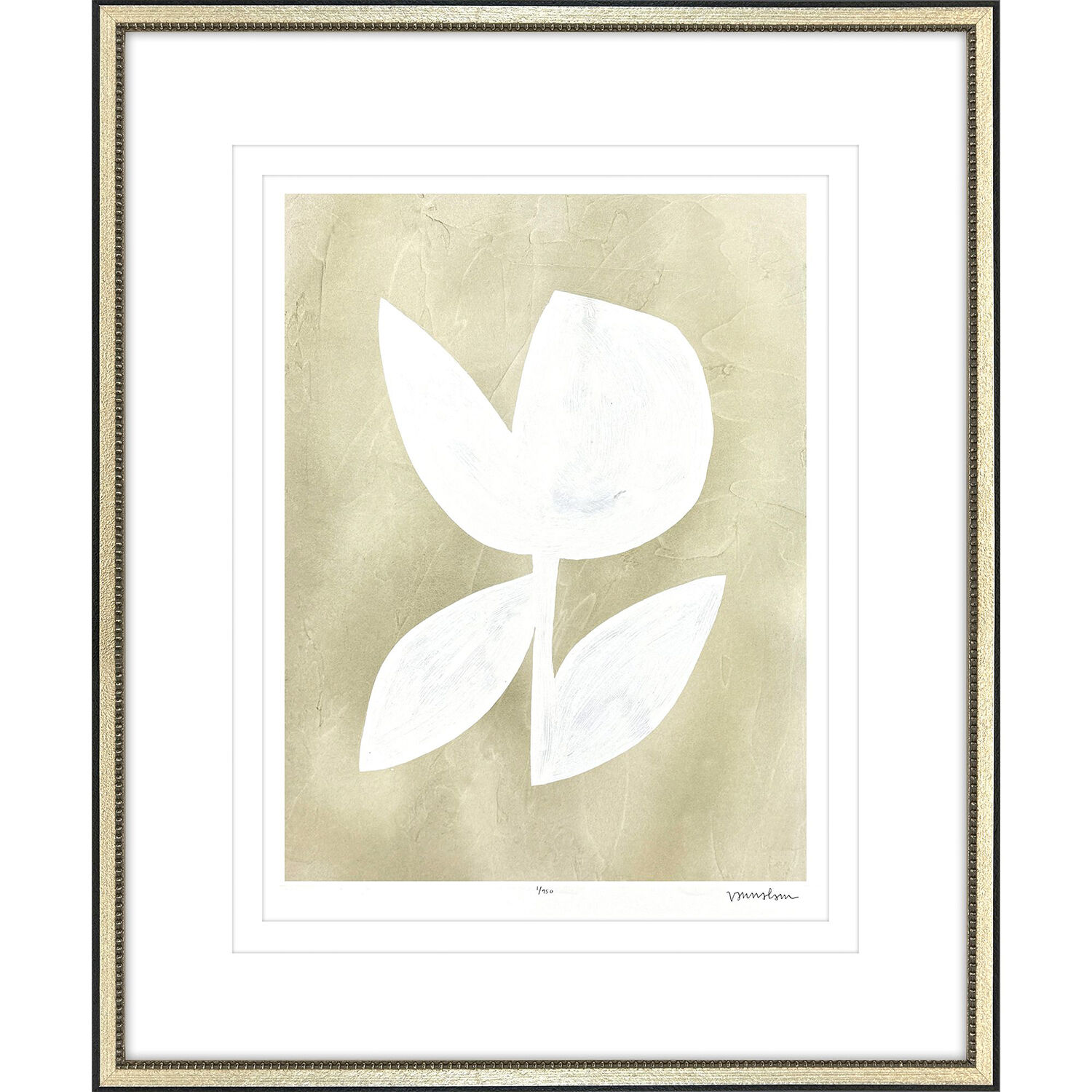 Textured Corolla White and Beige and Neutral Framed Art