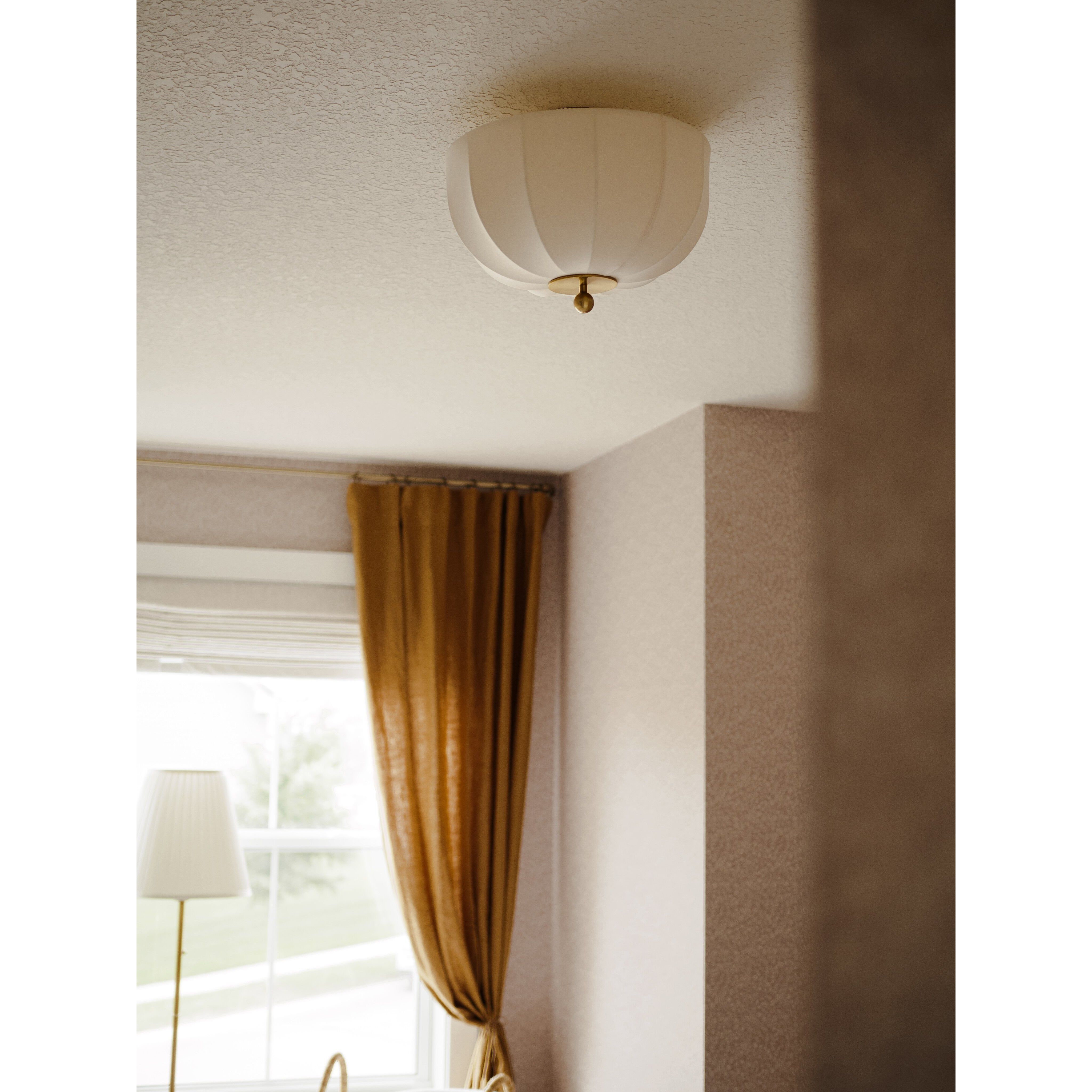 Meshelle 1 Light 13.5 inch Aged Brass Flush Mount Ceiling Light
