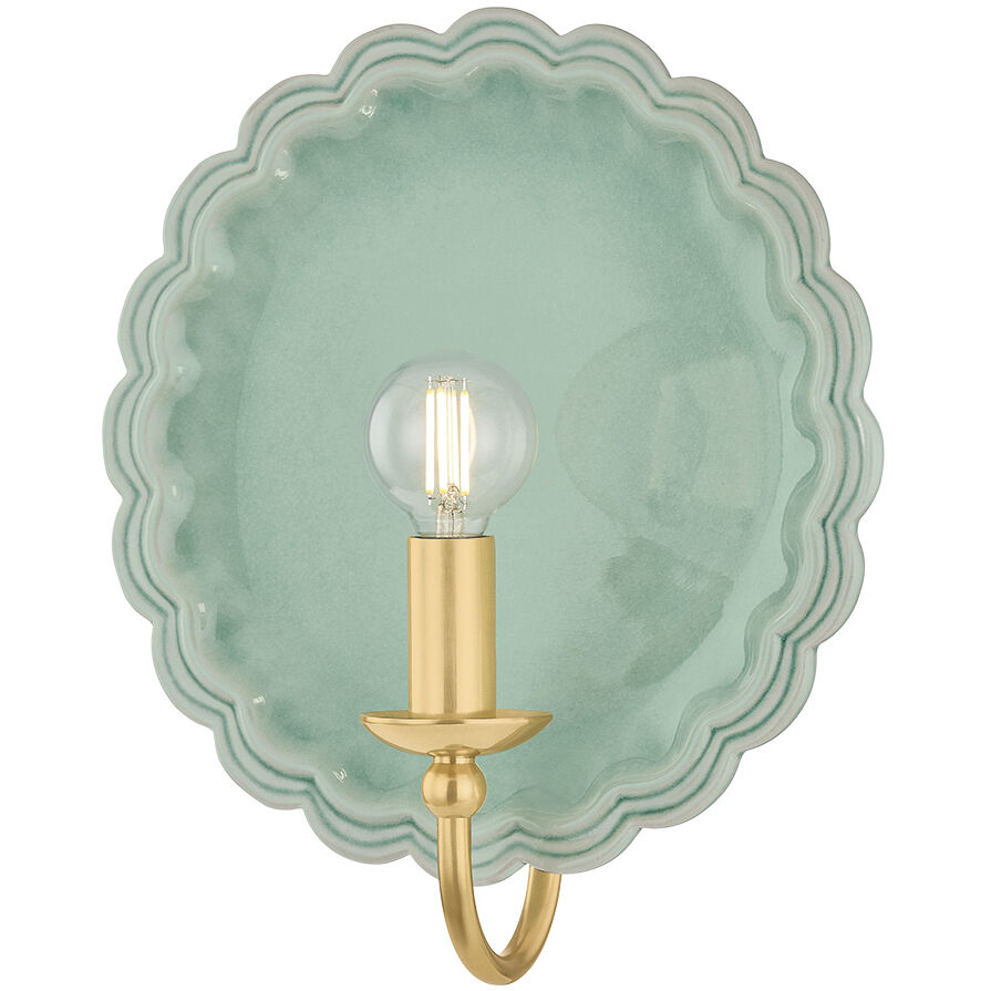 Paulette 1 Light 9.75 inch Aged Brass and Ceramic Moss Crackle Wall Sconce Wall Light