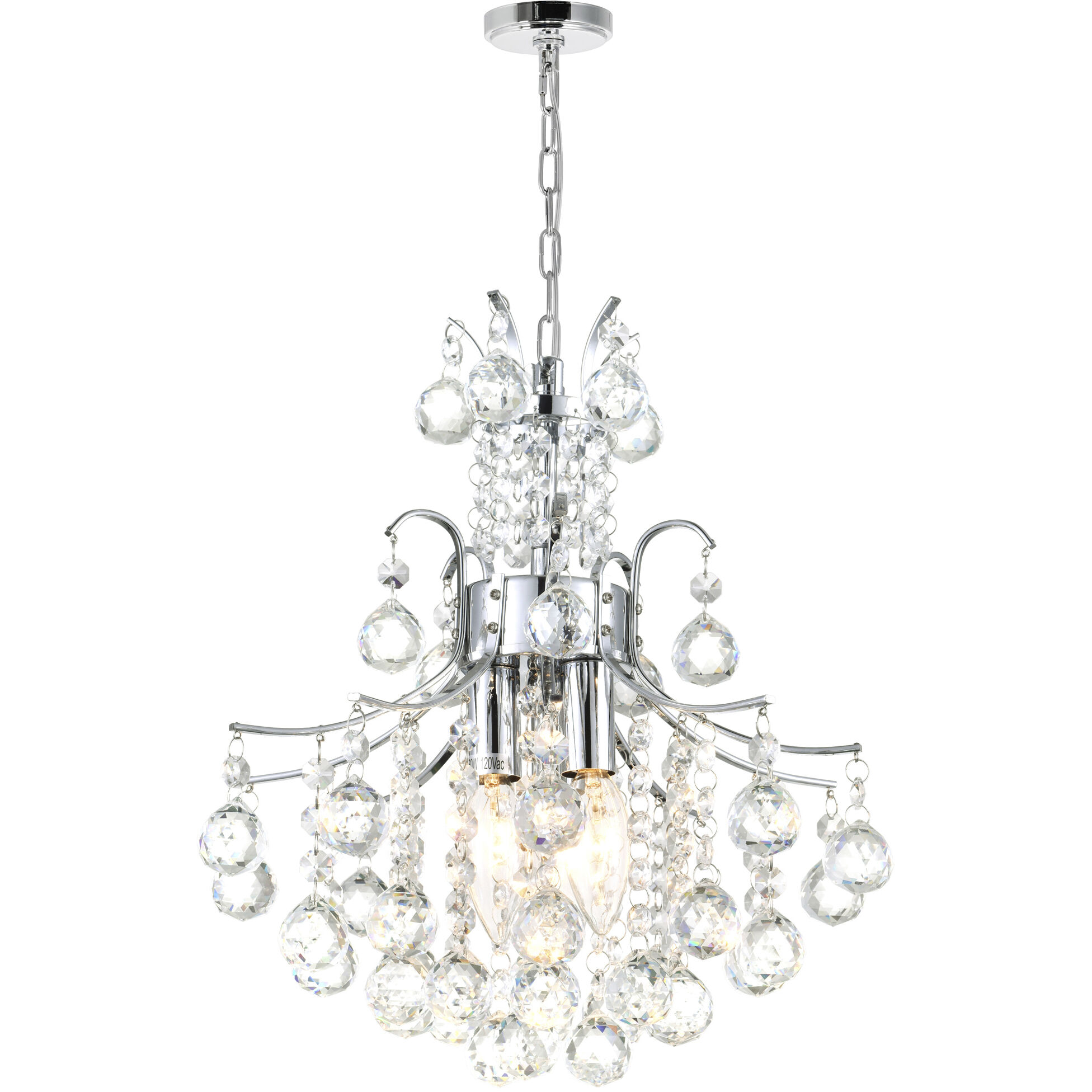 Princess 3 Light 12 inch Chrome Mini Chandelier Ceiling Light