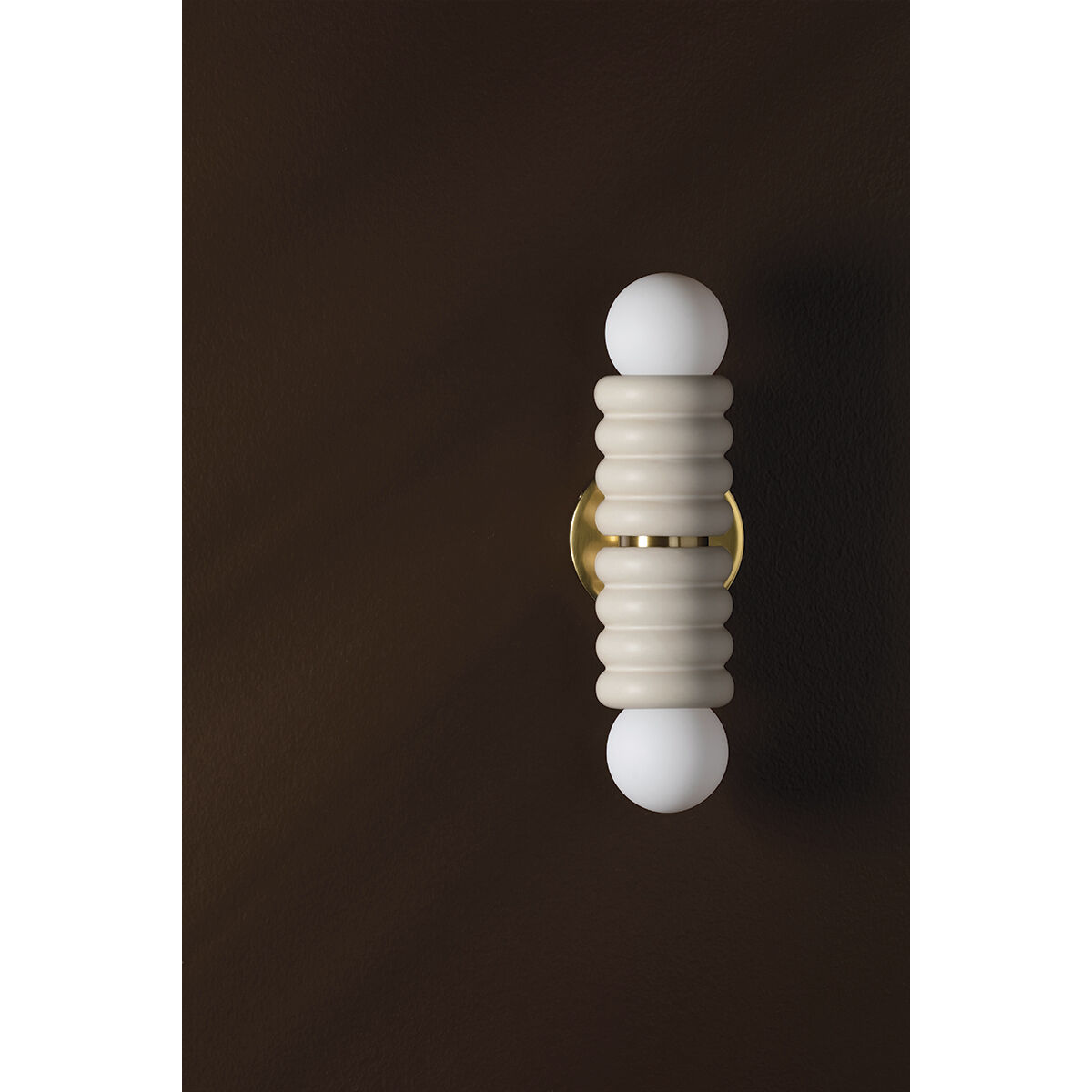 Bibi 2 Light 5 inch Aged Brass/Ceramic Antique Ivory Wall Sconce Wall Light