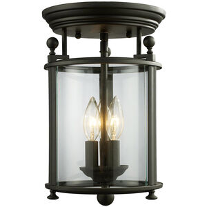 Wyndham 3 Light 9 inch Bronze Flush Mount Ceiling Light