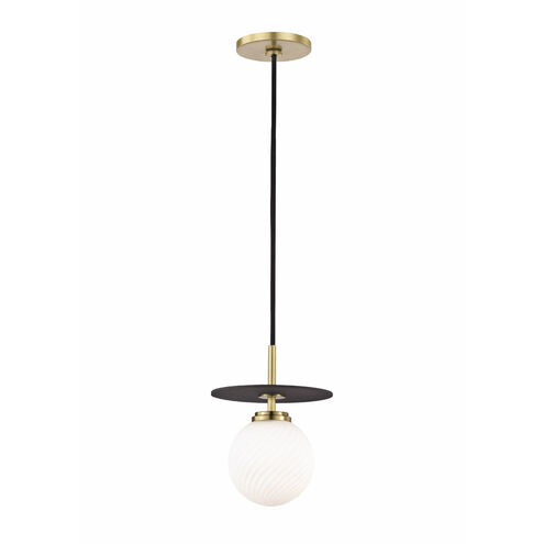 Ellis LED 7 inch Aged Brass and Black Pendant Ceiling Light