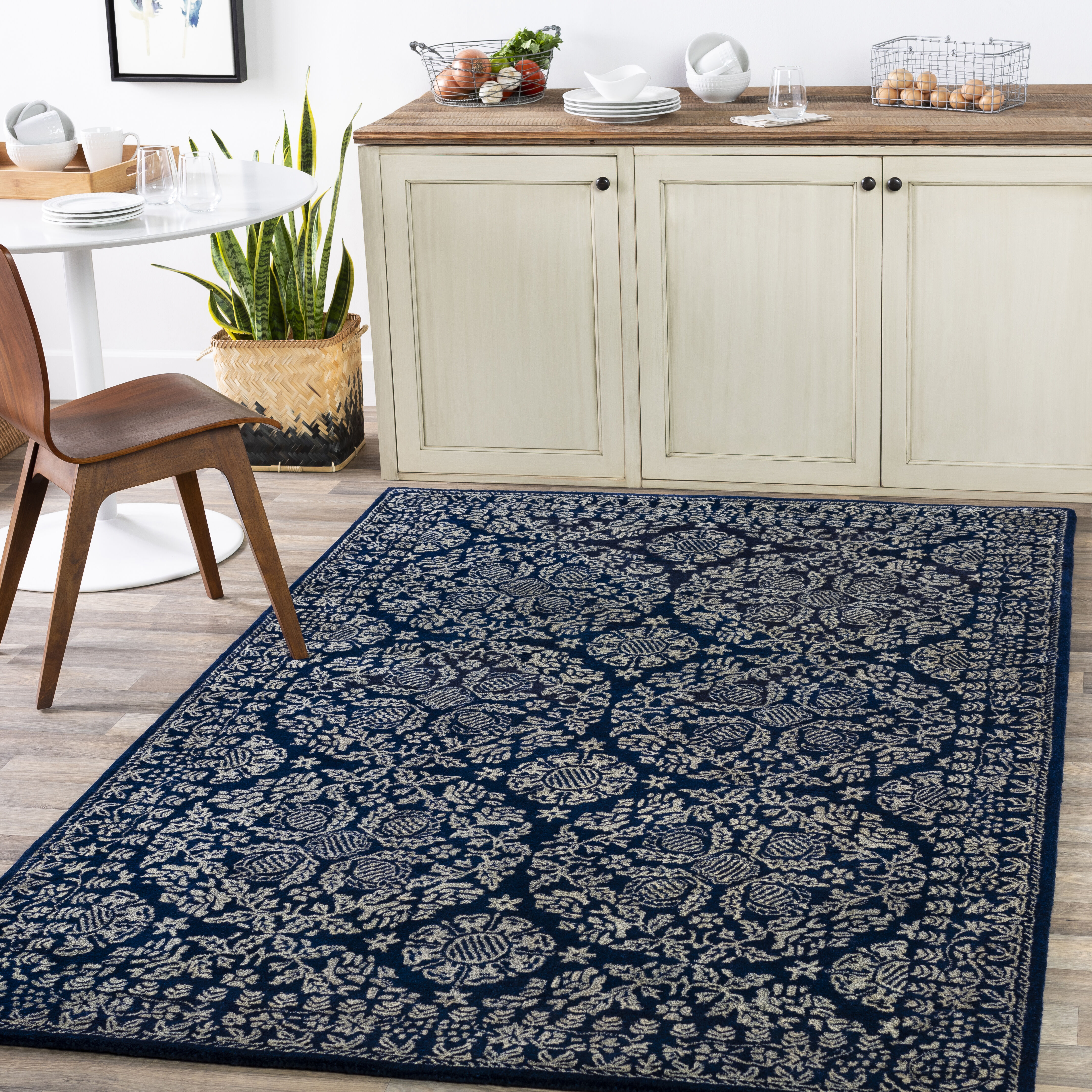 Hendrick 96 X 60 inch Dark Blue Rug, Rectangle
