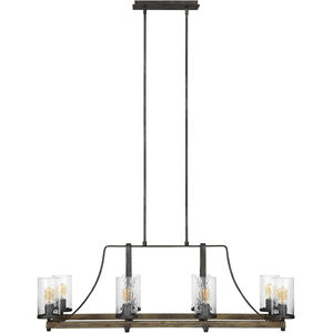 Sean Lavin Angelo 8 Light 46 inch Distressed Weathered Oak / Slate Grey Metal Linear Chandelier Ceiling Light