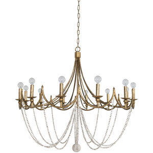 Sandra 12 Light 43.5 inch Antique Gold / Antique White Chandelier Ceiling Light