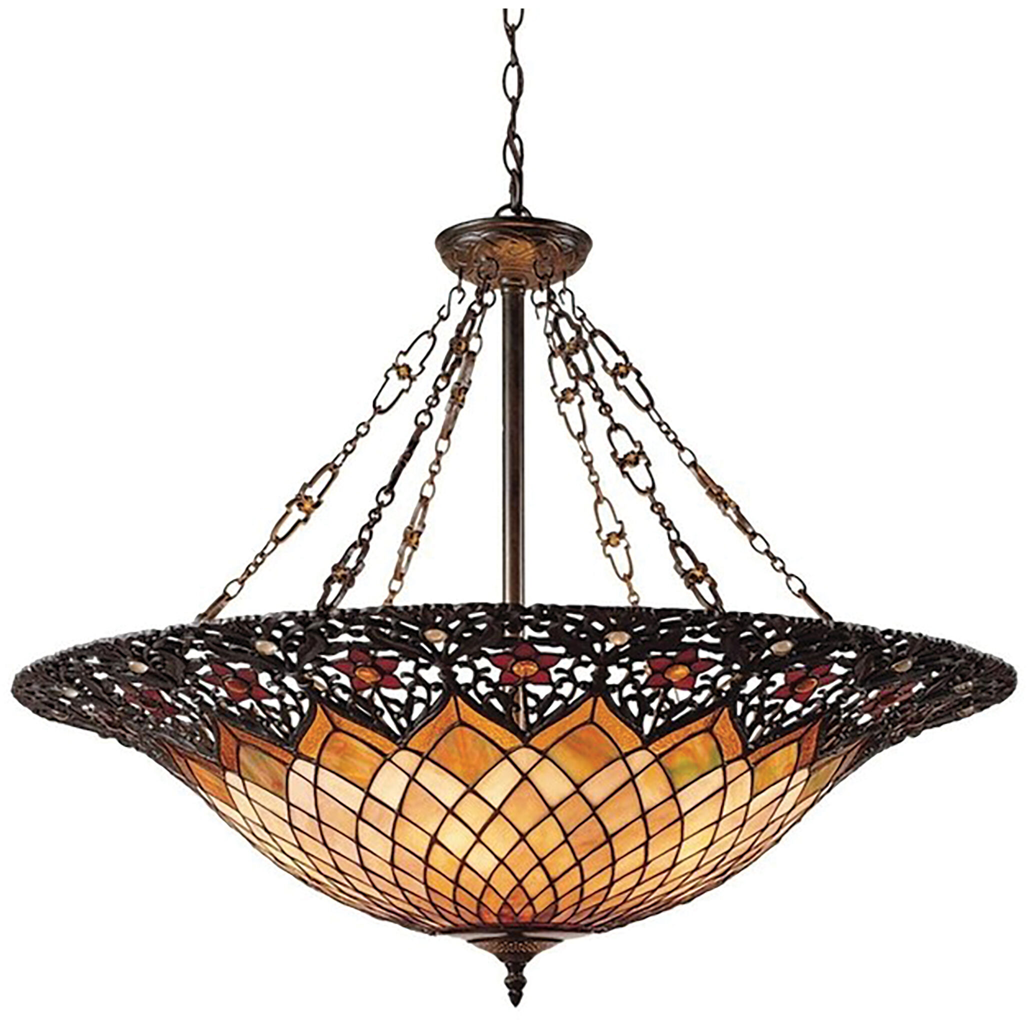 Adriana 6 Light 32 inch Vintage Bronze Pendant Ceiling Light, Naturals