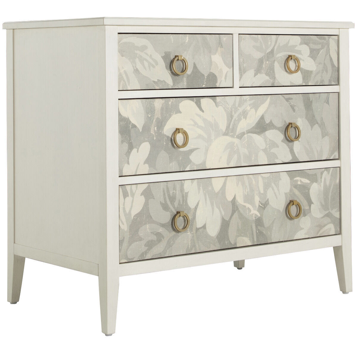 Easton Antique Painted White / Custom Printed Fabric / Antique Gold Chest