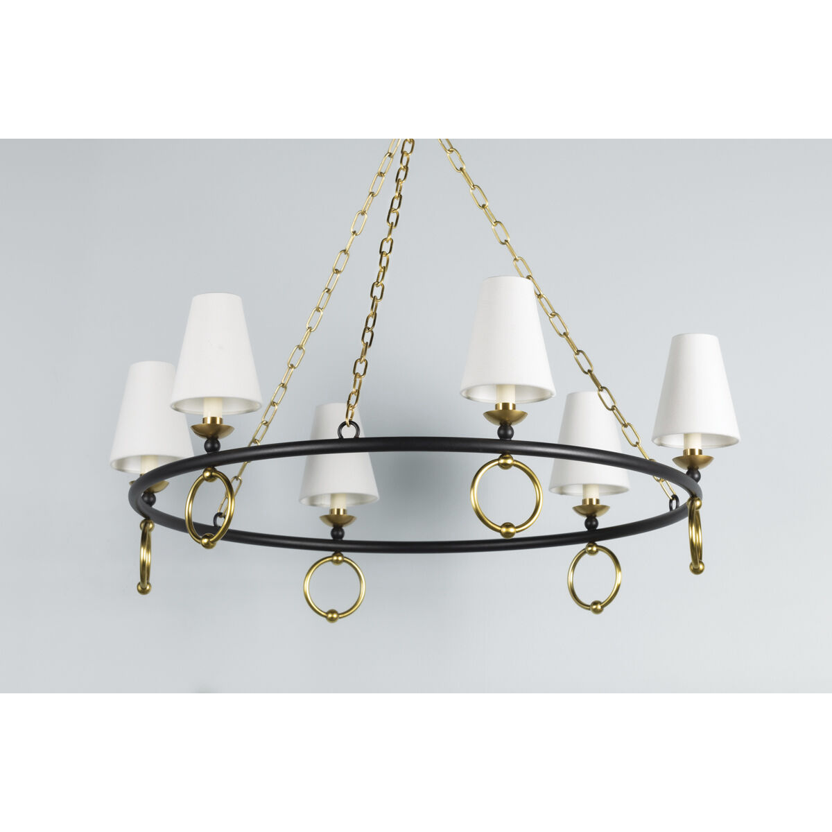 Haverford 6 Light 36.5 inch Aged Brass and Textured Black Chandelier Ceiling Light