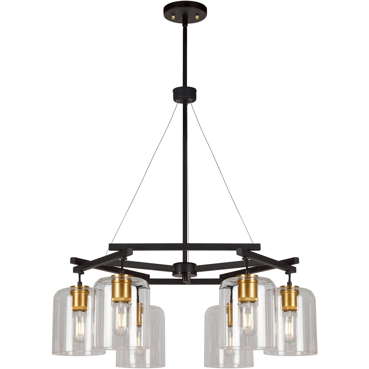Tyrone 6 Light 28 inch Black and Soft Gold Chandelier Ceiling Light