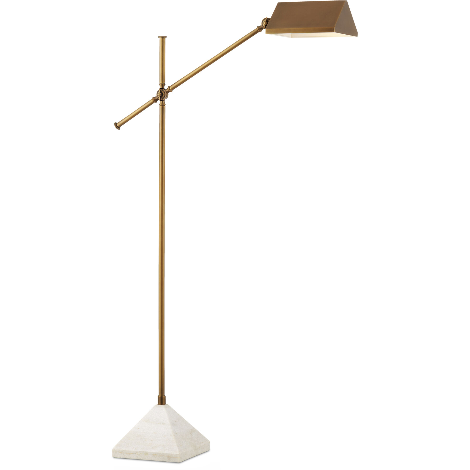Repertoire 50.75 inch 7 watt Antique Brass and White Floor Lamp Portable Light