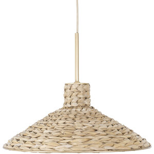 Hilton Head 1 Light 18.25 inch French Gold with Natural Seagrass Pendant Ceiling Light