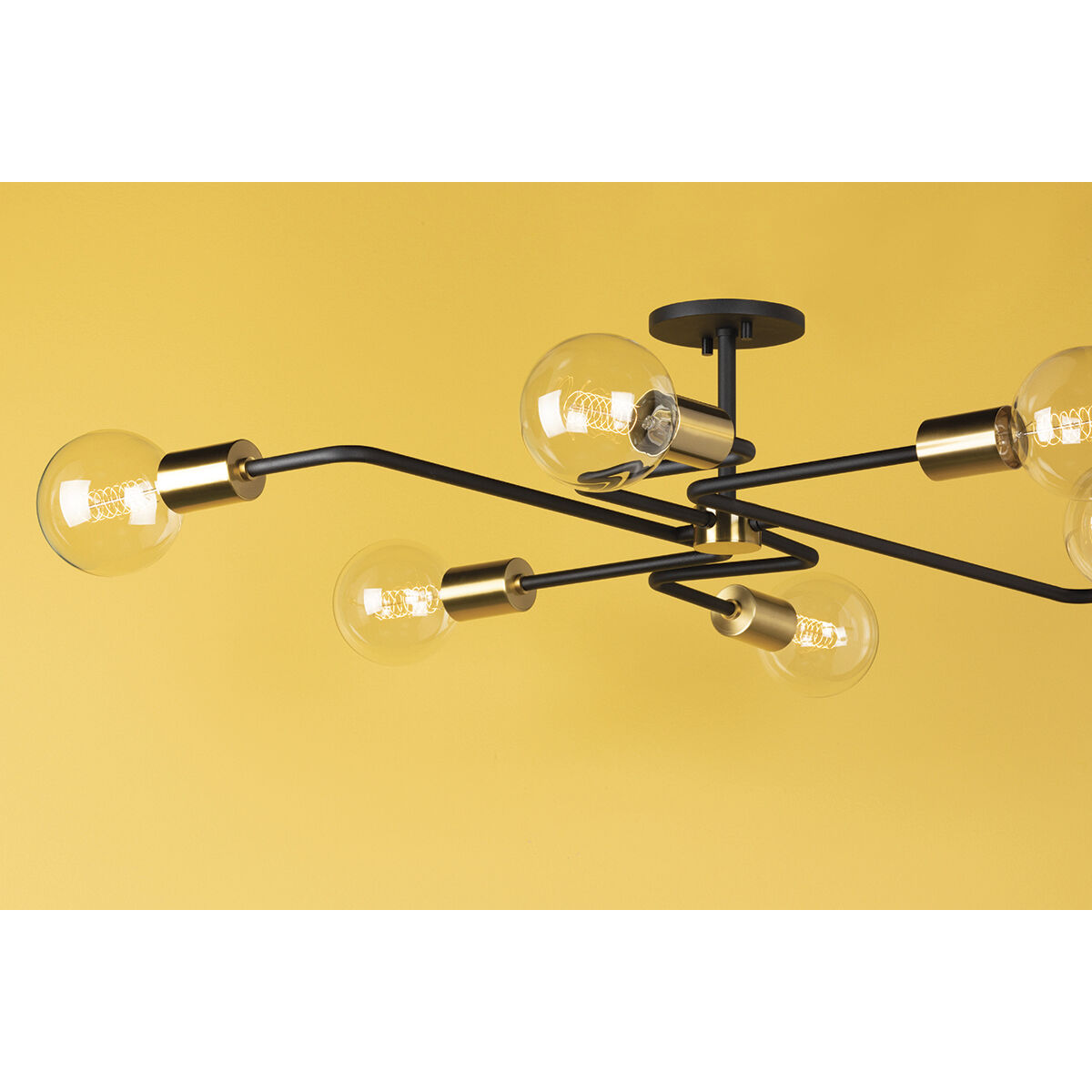 Jena 6 Light 40 inch Aged Brass/Textured Black Combo Semi Flush Ceiling Light