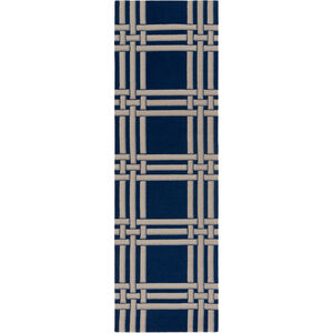 Lockhart 96 X 30 inch Blue and Neutral Runner, Wool