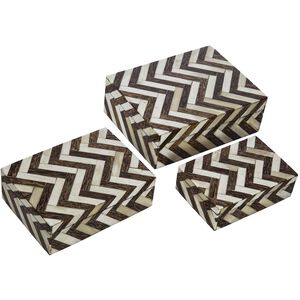 Zig Zag 4 inch Brown/White Decorative Box