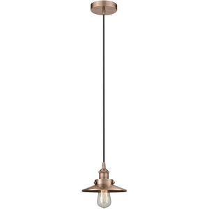 Railroad 1 Light 8 inch Antique Copper Mini Pendant Ceiling Light