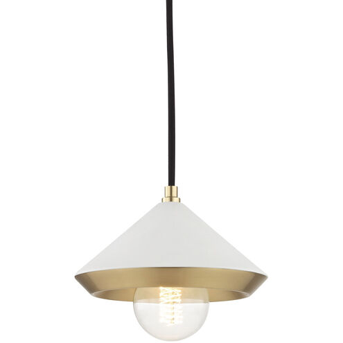 Marnie 1 Light 8 inch Aged Brass Pendant Ceiling Light in Aged Brass/Soft Off White