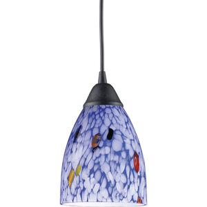 ELK Classico 1 Light 5 inch Dark Rust Pendant Ceiling Light in Starburst Blue Glass, Incandescent 406-1BL - Open Box