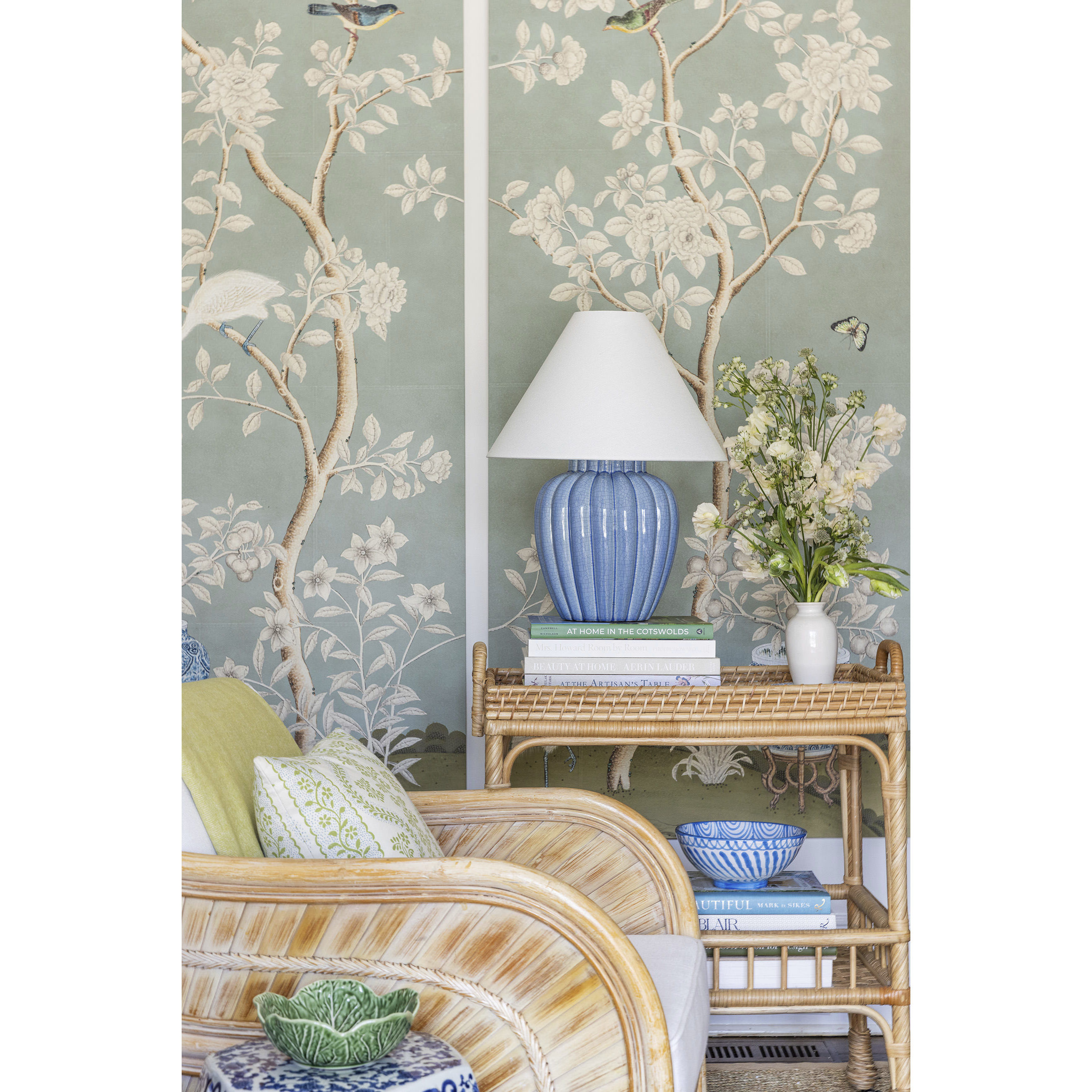 Clarendon 20 inch 60.00 watt Aged Brass and Blue Table Lamp Portable Light