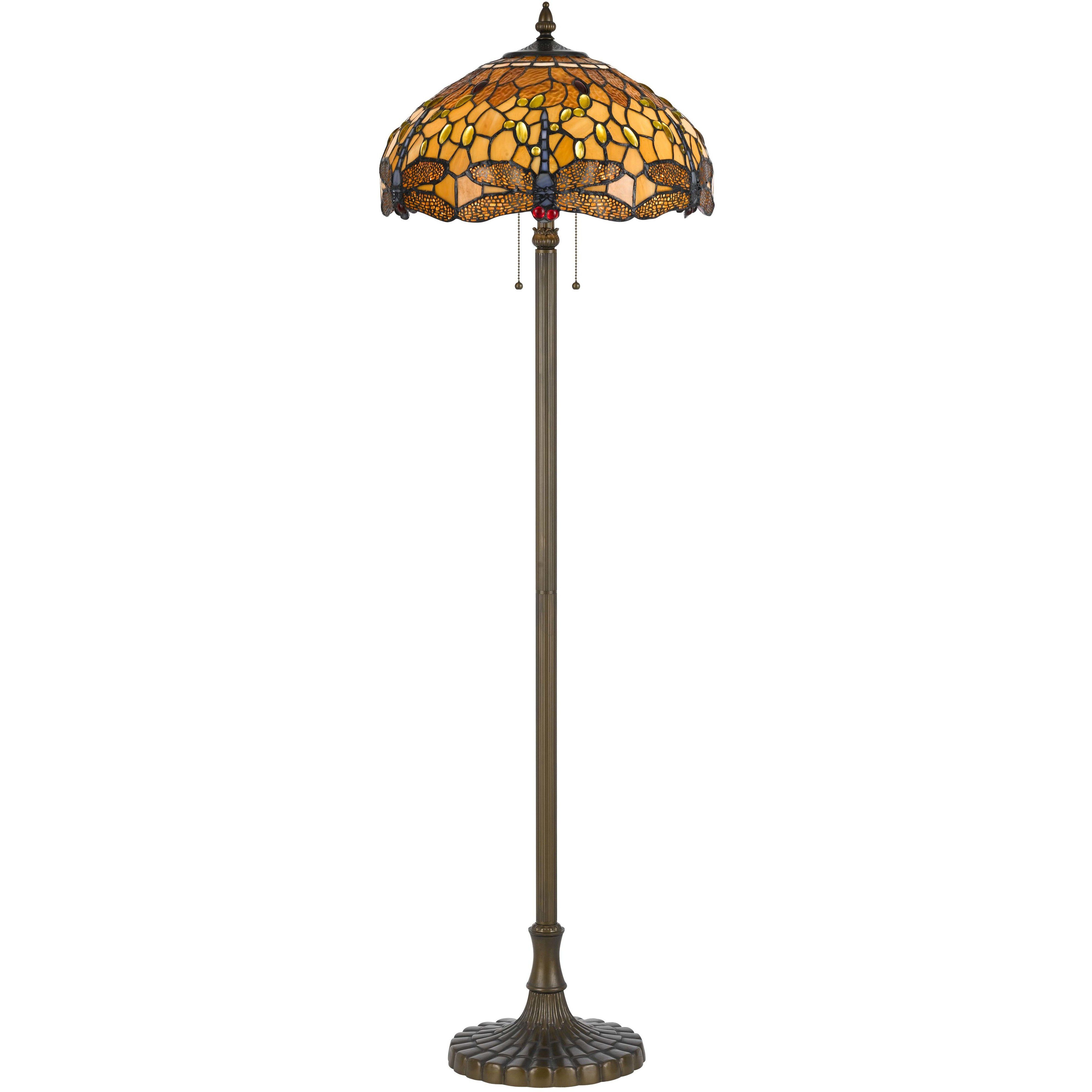 Tiffany 60 inch 60 watt Antique Brass Floor Lamp Portable Light