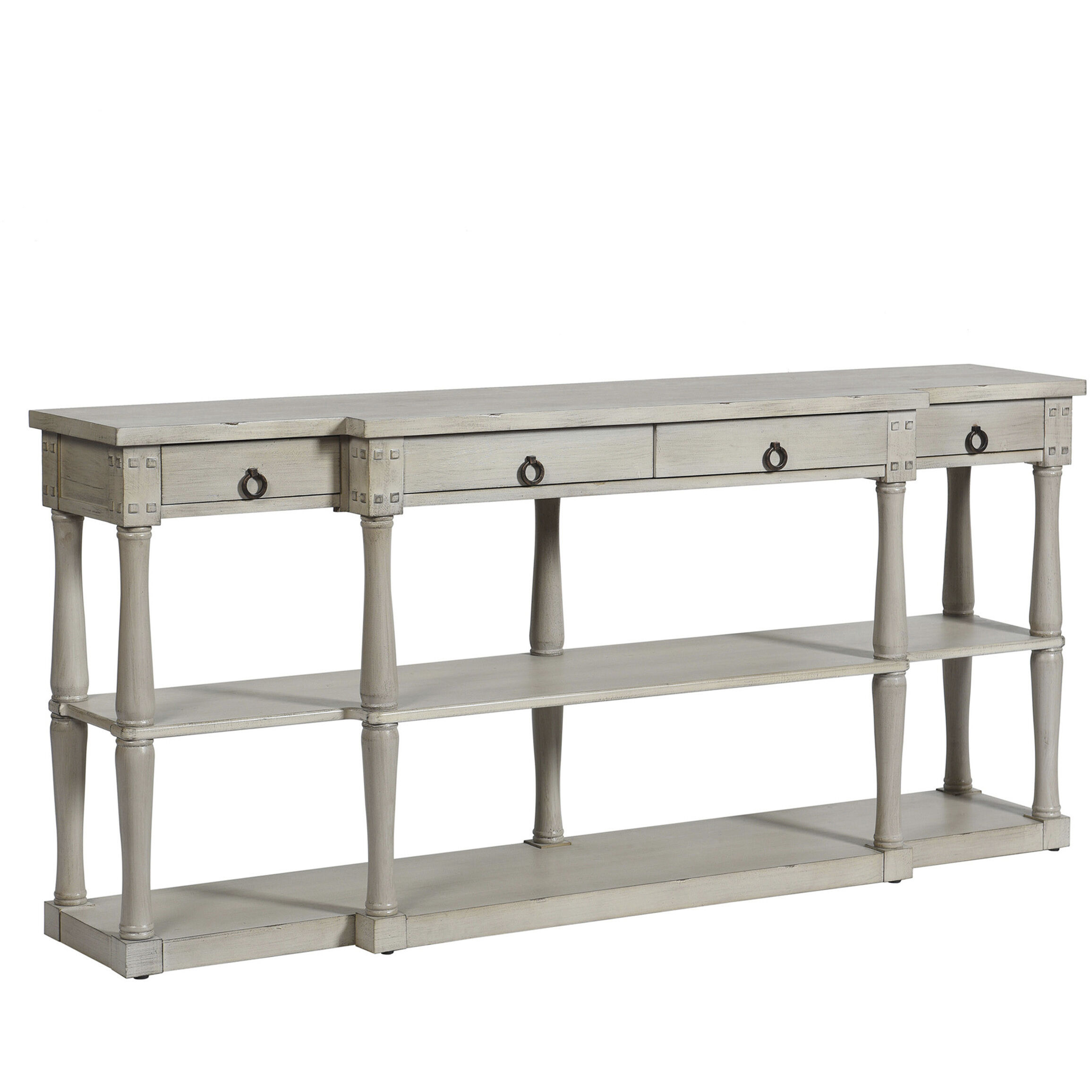 Wilshire Breakfront 72 inch Distressed Light Grey Console