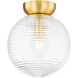Sara 1 Light 10.5 inch Aged Brass Flush Mount Ceiling Light