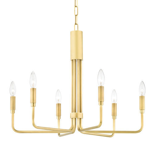 Brigitte 6 Light 25 inch Aged Brass Chandelier Ceiling Light