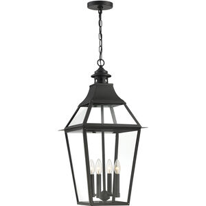 Jackson 4 Light 14 inch Black with Gold Highlights Outdoor Hanging Lantern