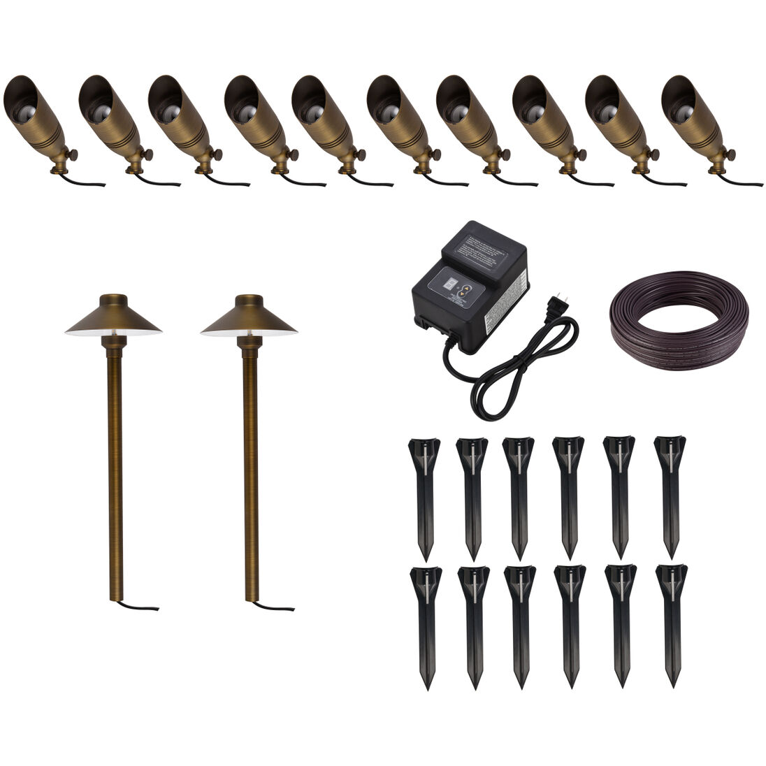 Anthony Antique Brass Outdoor Landscape Starter Kit