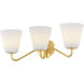 Leonella 3 Light 24 inch Aged Brass Bath and Vanity Wall Light