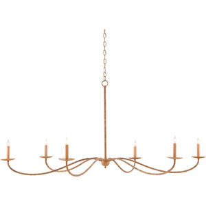 Saxon 6 Light 60.75 inch Painted Rattan/Natural Rattan Chandelier Ceiling Light