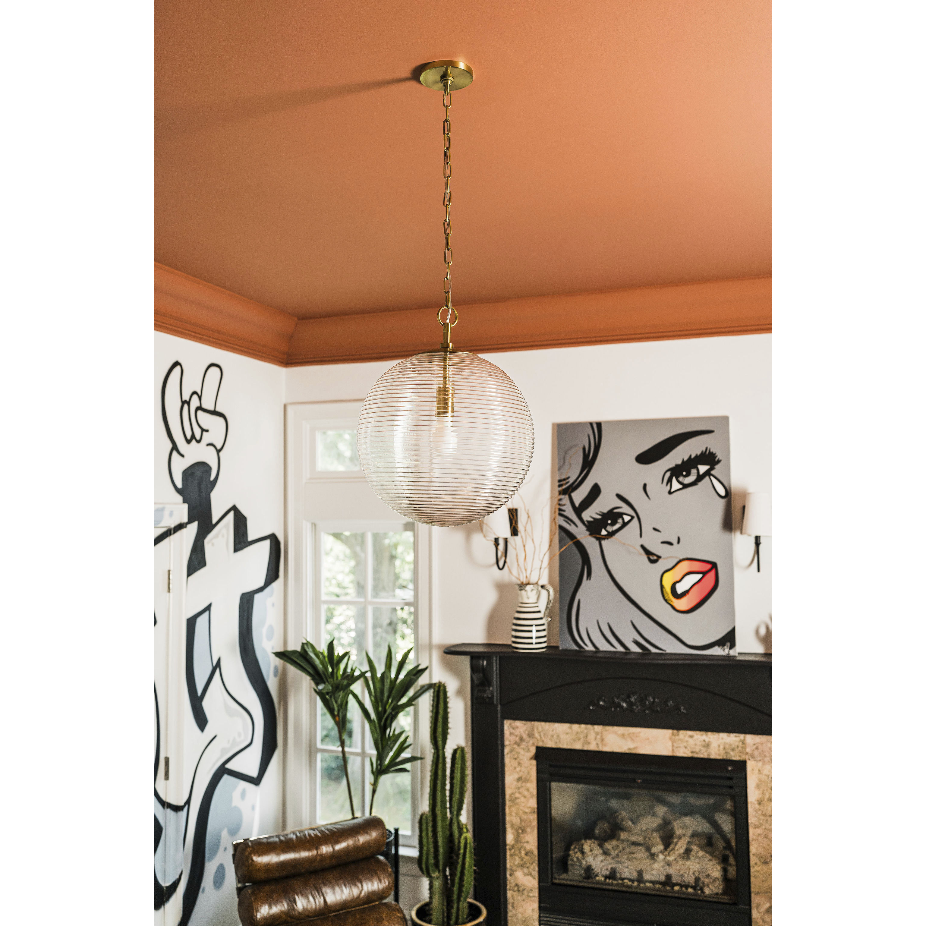 Sara 1 Light 15 inch Aged Brass Pendant Ceiling Light