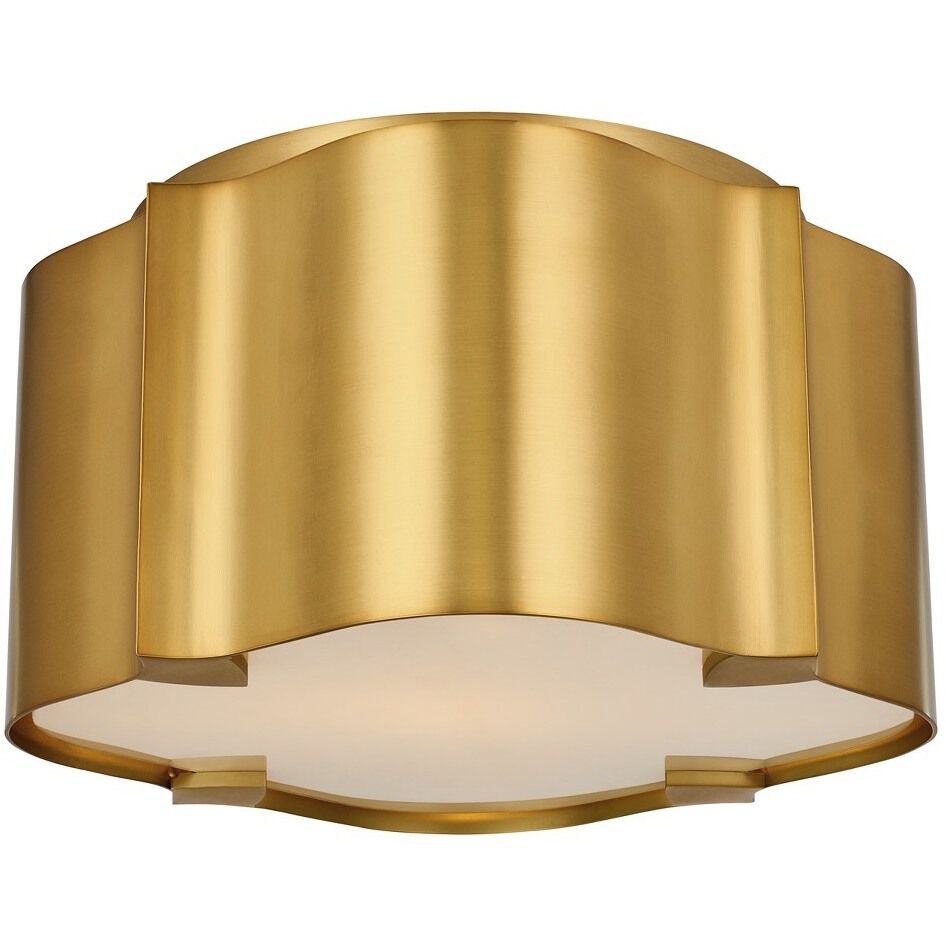 Lotus 1 Light 10 inch Winter Brass Flush Mount Ceiling Light