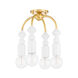 Flora 4 Light 12 inch Aged Brass Semi Flush Ceiling Light