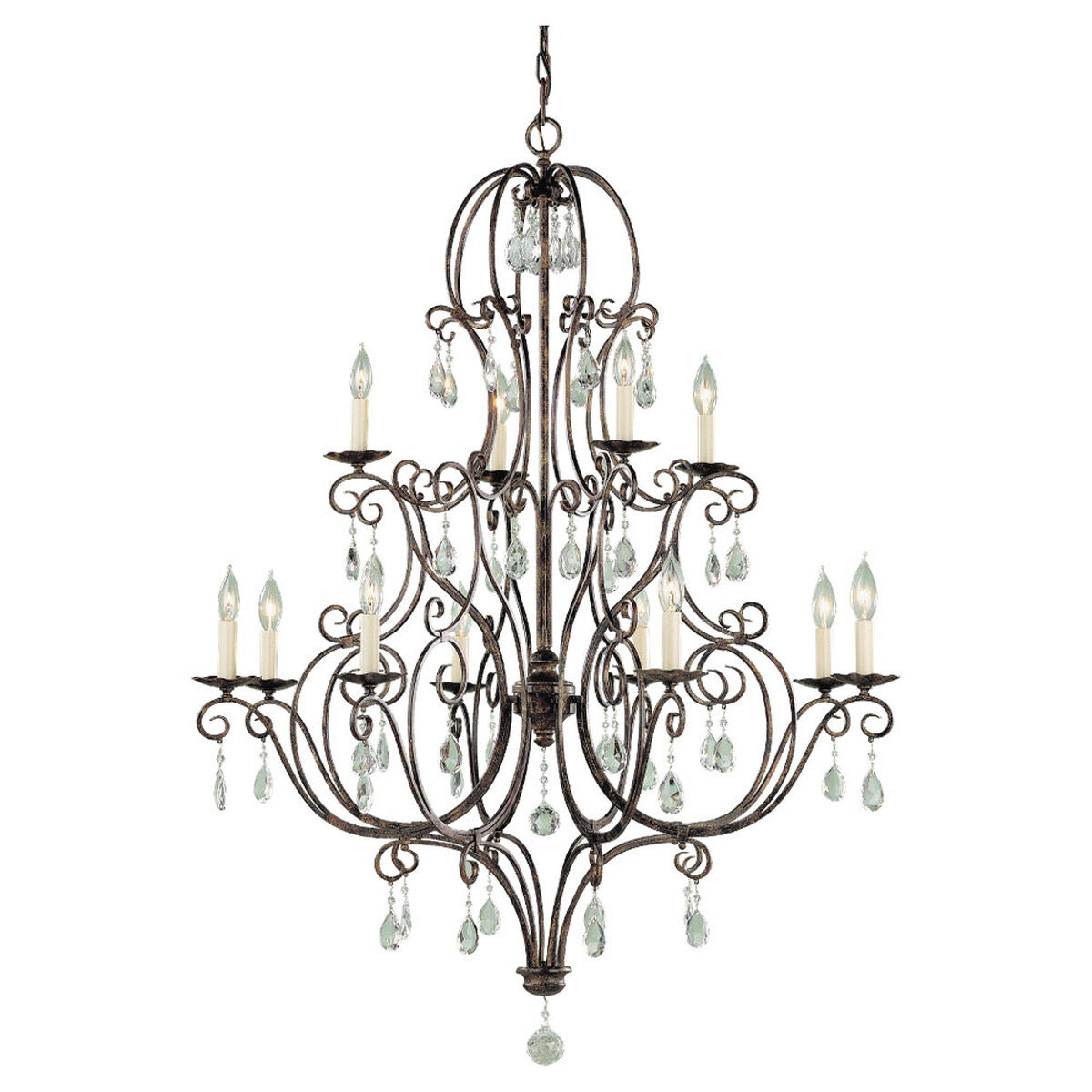 Chateau 12 Light 36 inch Mocha Bronze Chandelier Ceiling Light, Large