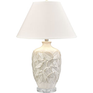 Goodell 27.5 inch 150 watt White Glazed with Clear Table Lamp Portable Light