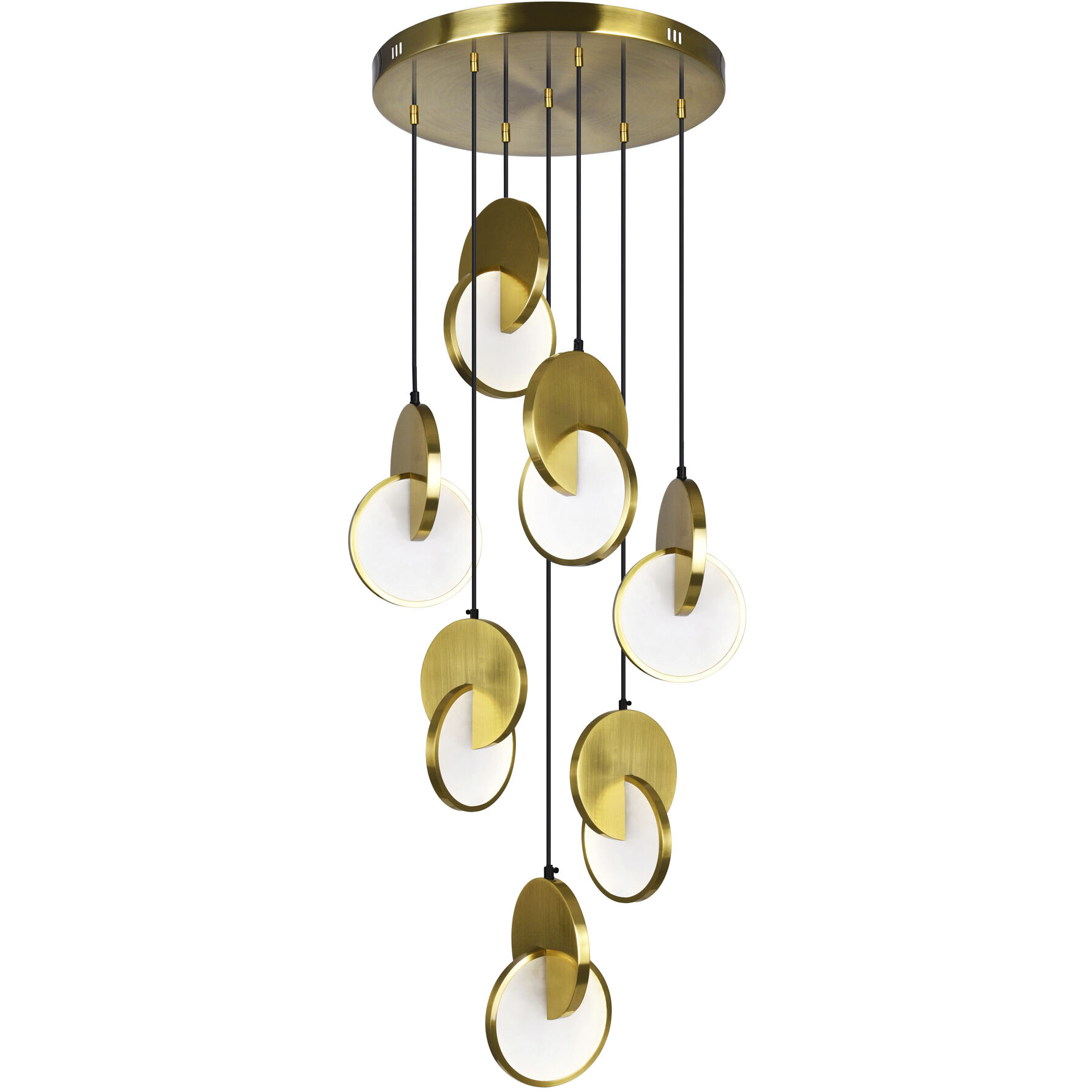 Tranche LED 24 inch Brushed Brass Multi Point Pendant Ceiling Light