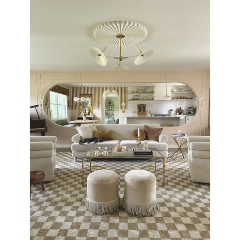 Milena 3 Light 42 inch Aged Brass and Soft Cream Chandelier Ceiling Light