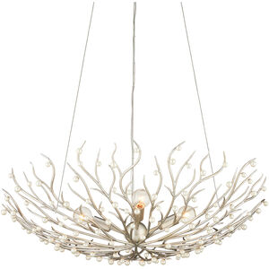 Shinju 4 Light 28.5 inch Natural/Contemporary Silver Leaf Bowl Chandelier Ceiling Light