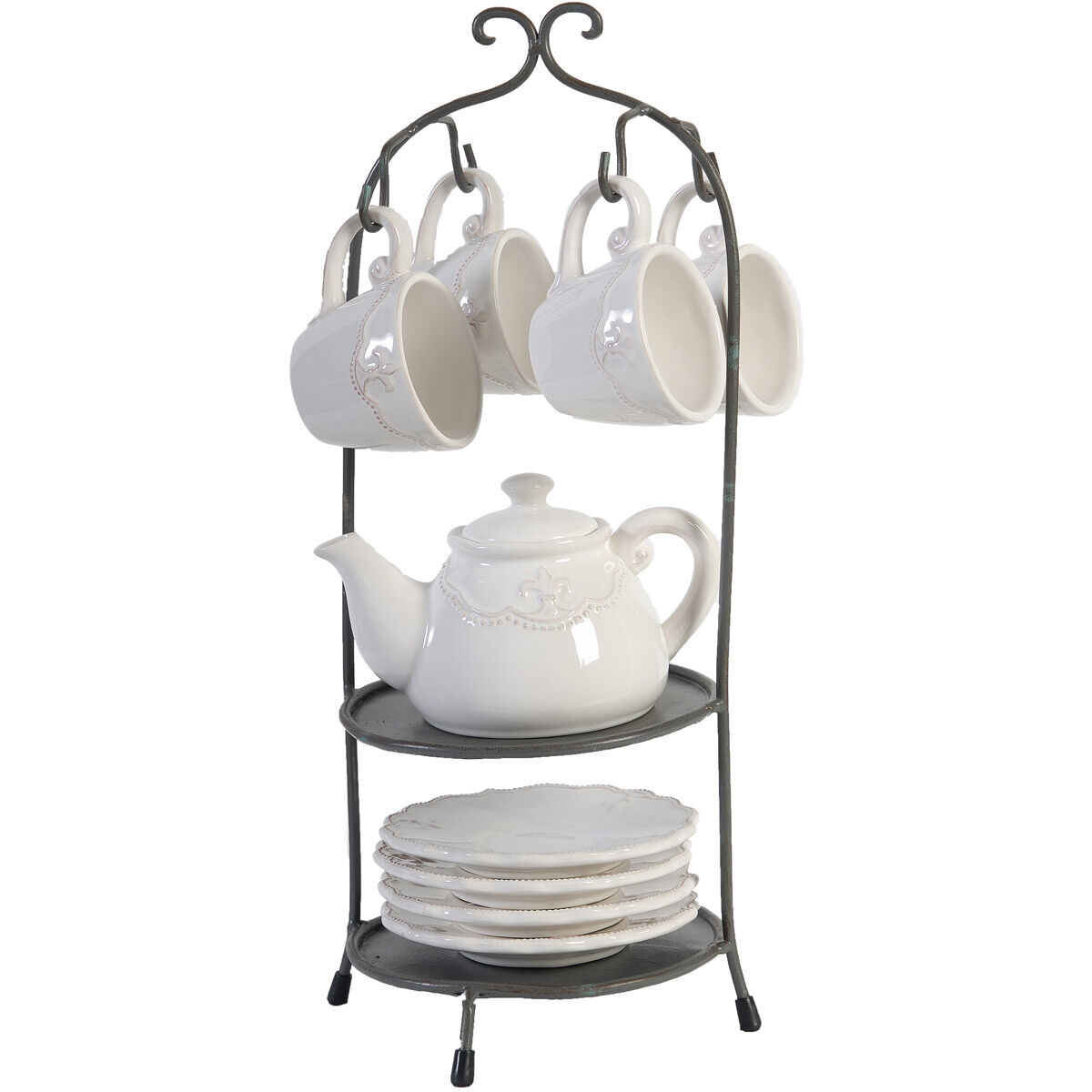 Louis Fleur-de-lis White and Dark Bronze Dinnerware